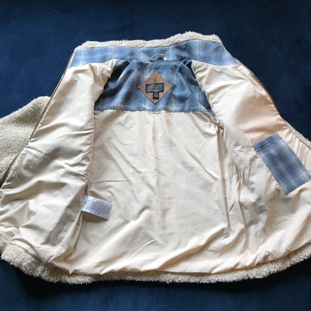 Pendleton Beige Fuzzy Zip Jacket - image 4