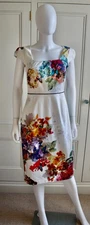 MONSOON STUNNING HYDRANGEA IVORY FLORAL SHIFT DRESS, UK SIZE 12