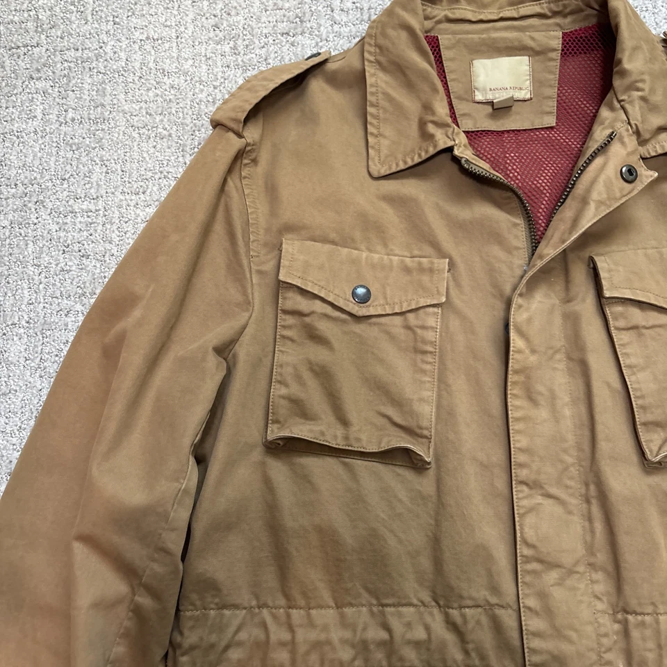 Chaqueta Banana Republic Heritage para hombre tostada, grande, cremallera Foto 3 de 4