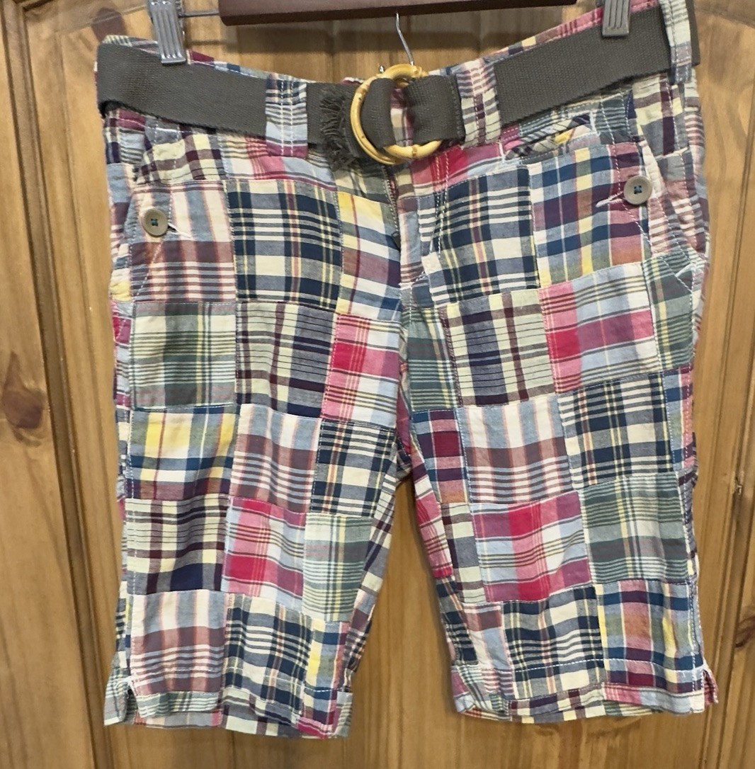 American Eagle Womens Patchwork Madras Plaid Berm… - image 1