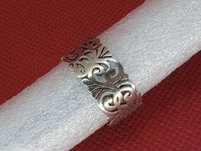     SIZE 8  Vintage Sterling Silver Filigree Spiral Swirl Cut Out Ring    