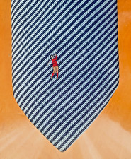 BOBBY JONES Blue & Black Stripe Golfer's 100% Italian Silk Tie hand made in USA