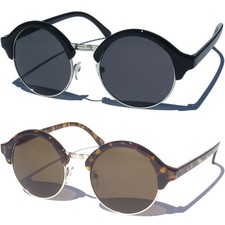 Half Frame Round Lens Sunglasses Half Brow Soho Style Sunnies Shades