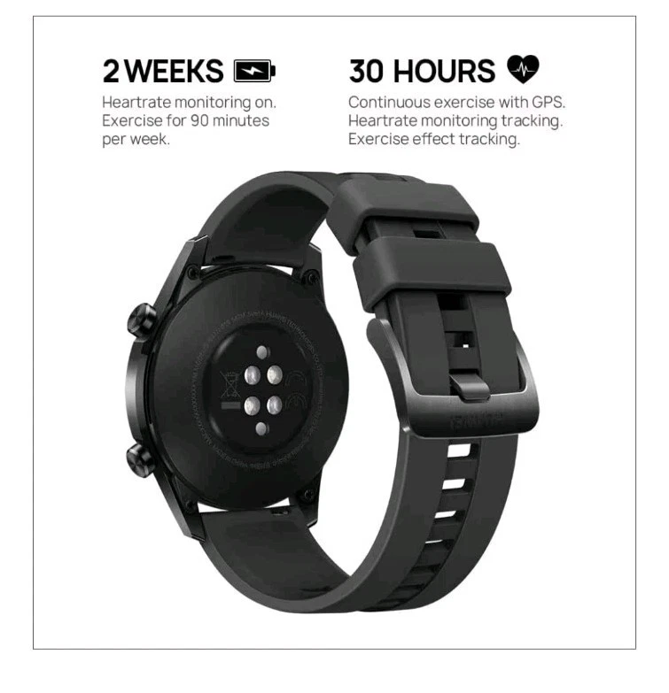 Huawei Watch GT 2 46mm Caja Acero Inoxidable Negra, Correa de... - Imagen 2 de 4