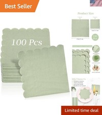 100 Pcs Cocktail Napkins, 2-Ply 5 x 5 Inches Disposable Scalloped Napkins, Th...