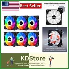 6 Pack 120mm ARGB Case Fans Sync RGB LED Cooler Speed Adjustable for PC