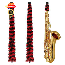 2 Pcs Alto Saxophone Cleaning Kit Sax Pad Saver Brush Absorbent red-black