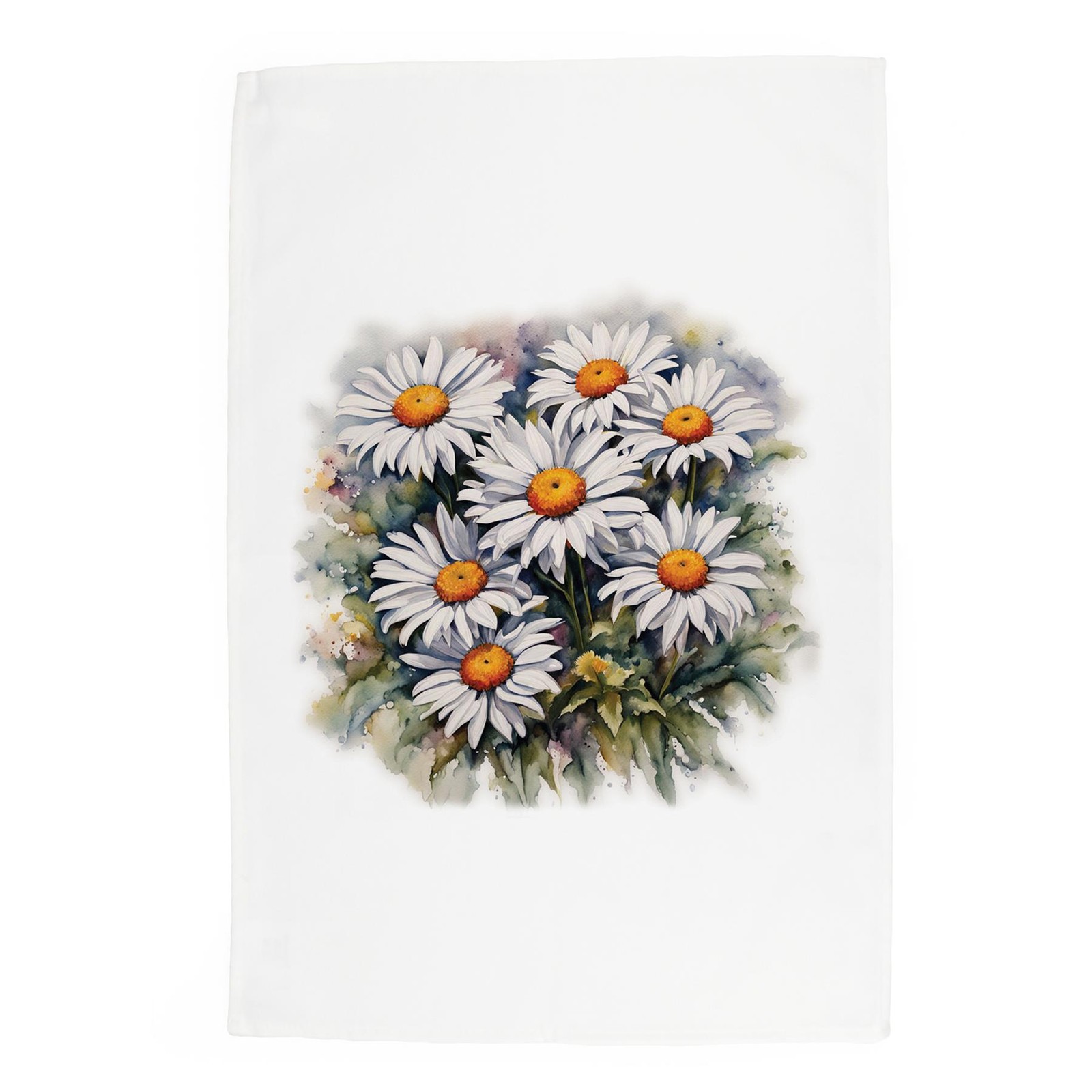 Floral Daisies Tea Towel - Watercolour Flowers Kitchen Dish Towel/Drying Cloth
