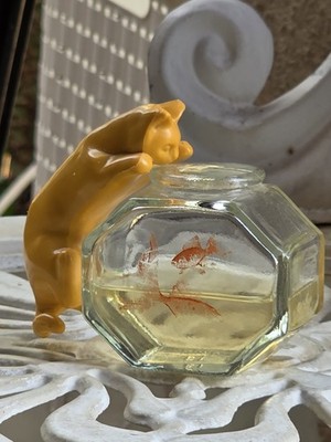 Vintage Avon Bottle CURIOUS KITTY Cat and Goldfish Bowl Sweet Honesty