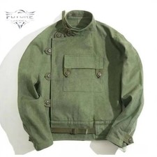 Mens Swedish Motorcycle Jacket Cotton Army Green Rider Coat Vintage Style Jacket