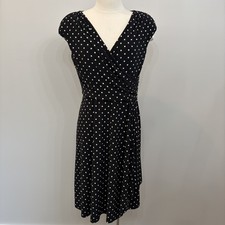 Lauren Ralph Lauren Dress Women’s Size 10 Drape Polka Dot Print Dress Faux Wrap