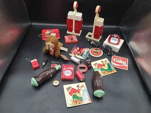 Vintage Lot Coca-Cola Memorabilia: Magnets, Ornaments, Coasters, Etc. MG