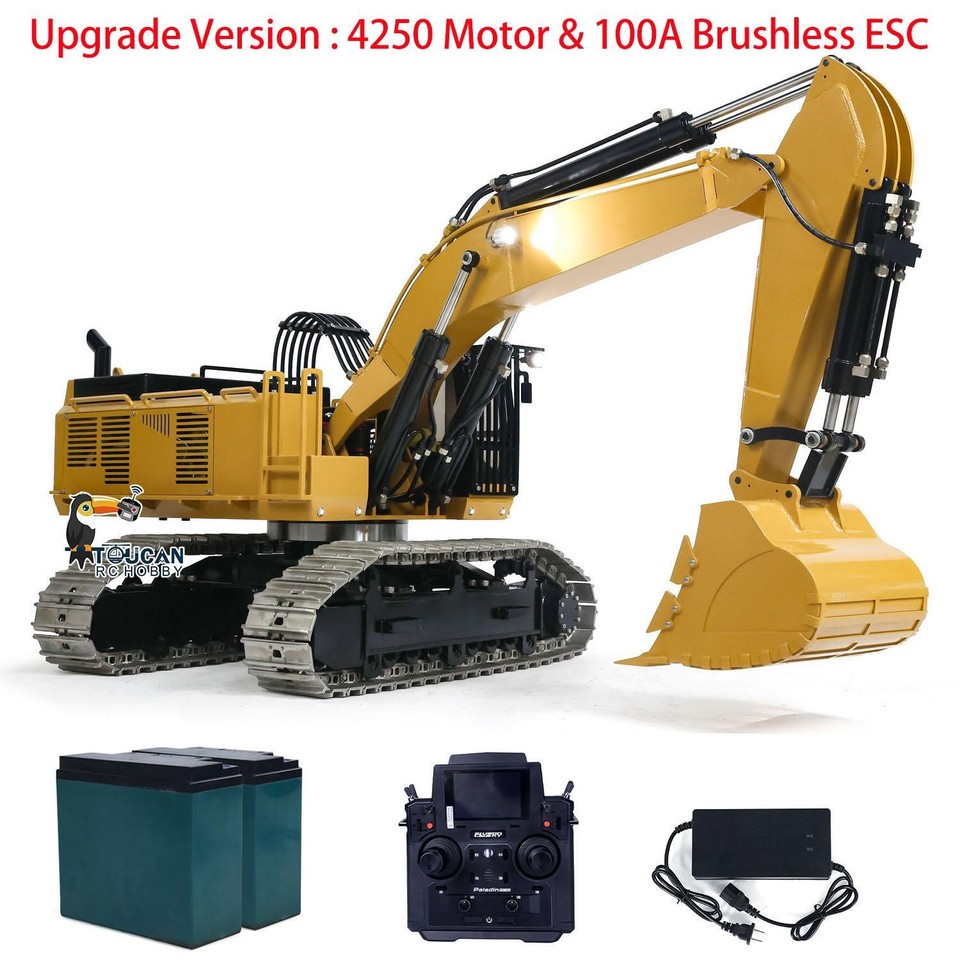150KG 1/8 Metal RC Hydraulic Excavator 385CF Heavy Duty Digger Sound ...
