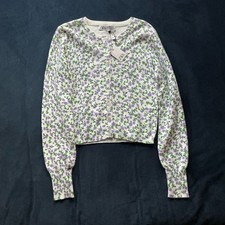 NWT Zara Knit Floral Flower Print Button Up Cardigan