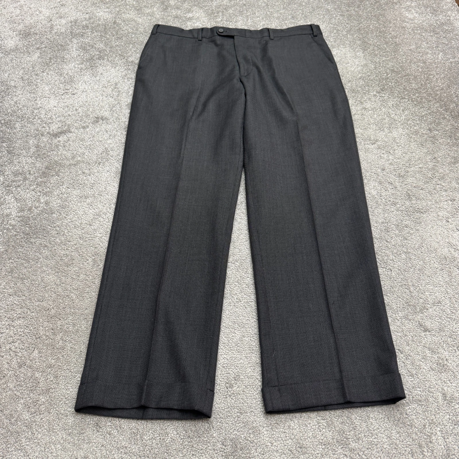 Linea Naturale Luxe 100% Wool Dress Pants Mens 38 Black Straight Leg Italy Work