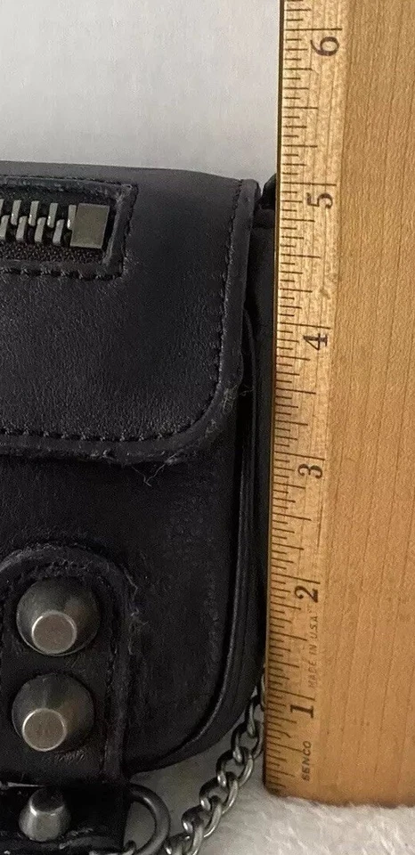 Linea Pelle Italian Leather Crossbody Shoulder Bag Black Studded Small - Image 4 of 4