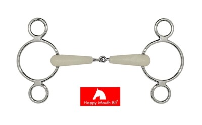 PERSON HAPPY MOUTH BIT 1 CALL ARTICULATED GAG HORSE BIT DOUBLE JOINTED 2-RING