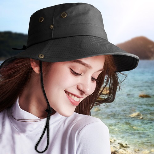 UV Protection Foldable Wide Brim Sun Hat Fishing Bucket Cap Waterproof Summer - Picture 205 of 233