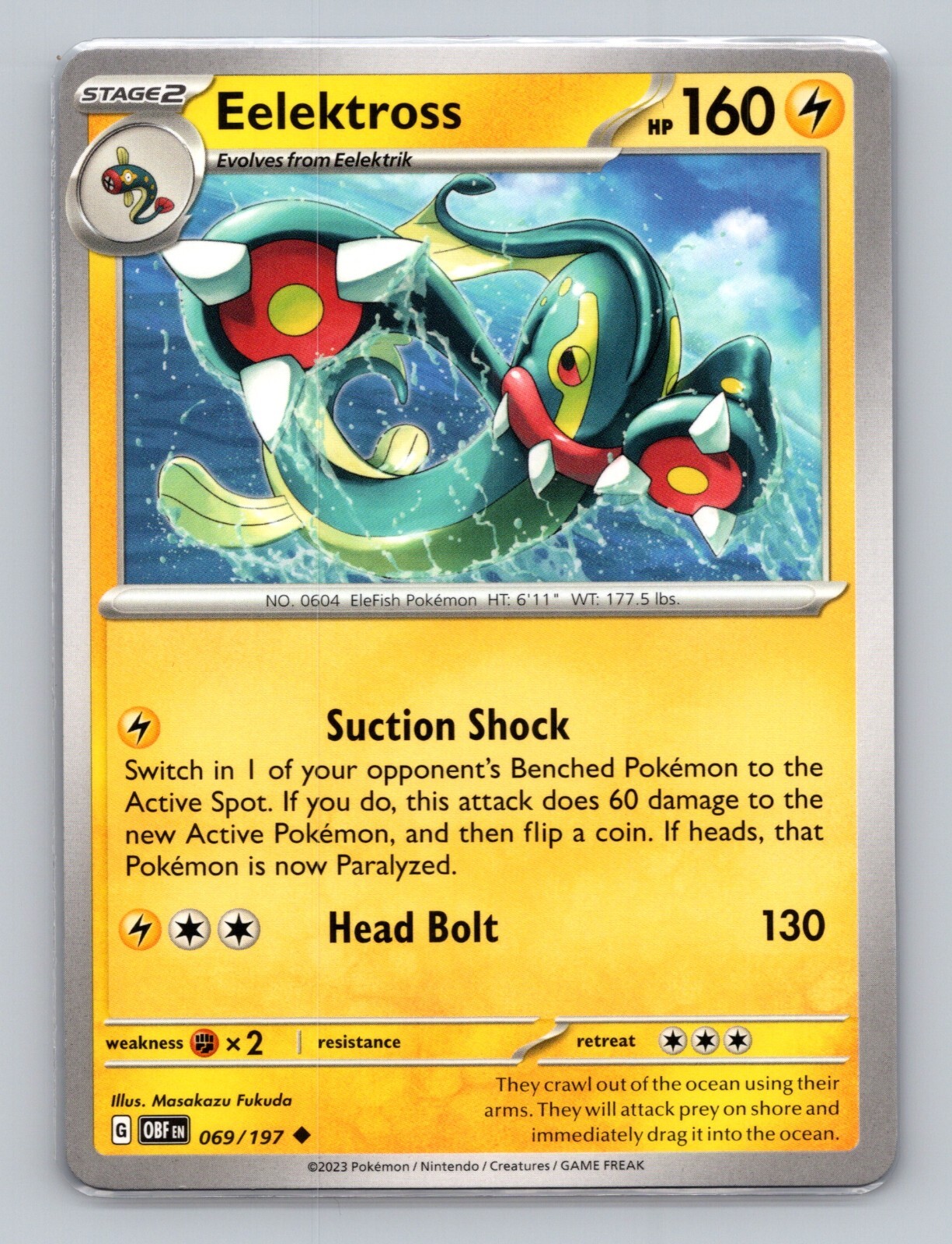 Eelektross 69/197 Obsidian Flames Uncommon NM OBF EN Pokemon Card Scarlet Violet