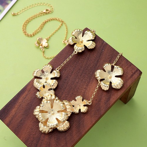 Gold Blumen Blüten Collier Kette 80 cm ca 62 Gramm - Bild 7 von 7