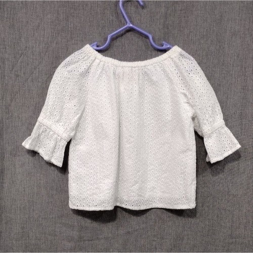GB Girl Eyelet Cottagecore Top Girl 5 White Babydoll Casual Comfy Beach Vacation - Picture 4 of 8