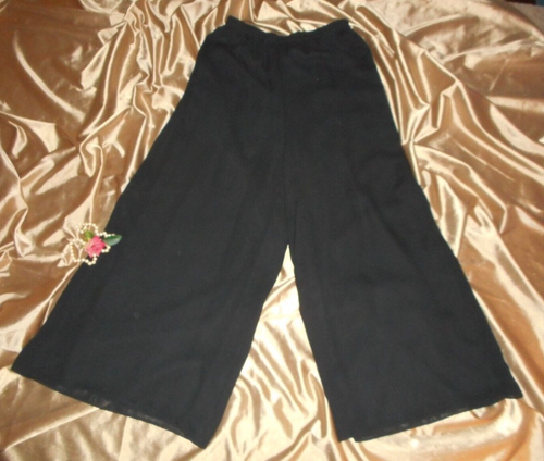 12 Pantaloni Palazzo in Chiffon Crepe Nero Completamente Foderati Elasticizzati Vita Nuovi Senza Etichetta - Foto 1 di 7