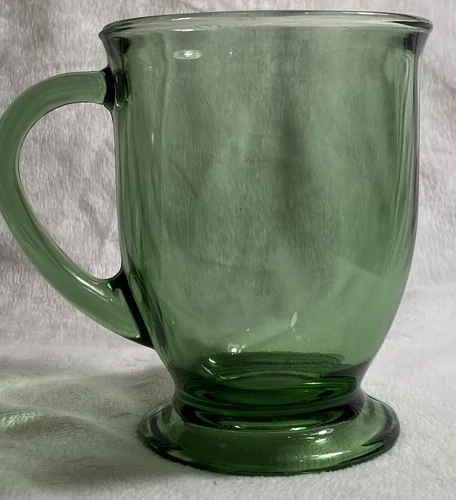 Green Glass Large Coffee/Beverage Cup Anchor Hocking  Vintage.