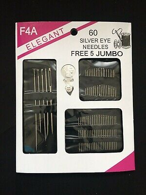 SET OF 60 SILVER EYE NEEDLES HAND SEWING DRESS TAILORING CRAFT THREAD UPHOLSTERY