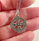 Silver Irish Religious Jewelry New 20%Off Celtic Cross Round Silver Necklace 20”