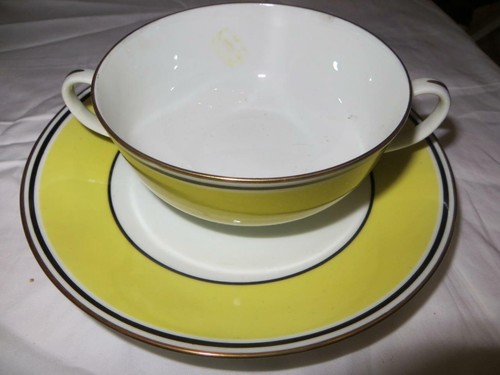 A. Raynaud et cie Limoges France Ceralene 'Directorie" Bullion Soup With Saucer - Picture 4 of 8