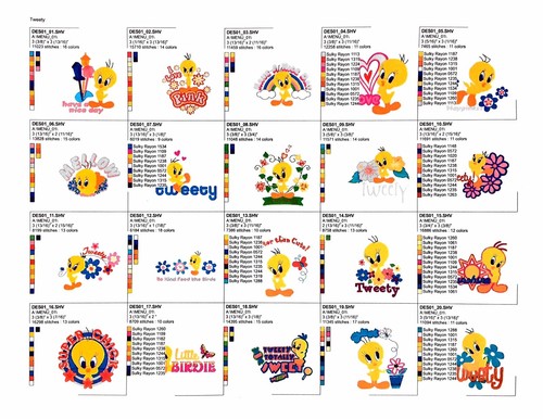 Tweety Embroidery Designs Disk For Husqvarna Viking Designer 1 - Picture 8 of 9