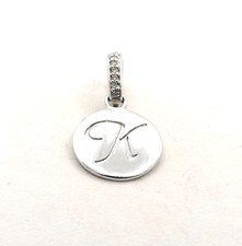 Diamond Letter Initial K Charm Pendant Enhancer Sterling Silver OWC