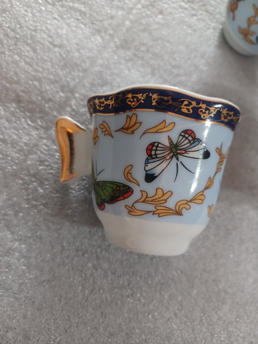 Small Porcelain Cup By Classic Coffee & Tea Butterfly Design Set of 6 - Picture 6 of 13