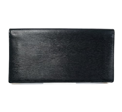 Dunhill Men's Black Leather D Mark Plate Check Book Long Wallet Case Authentic - Picture 2 of 14