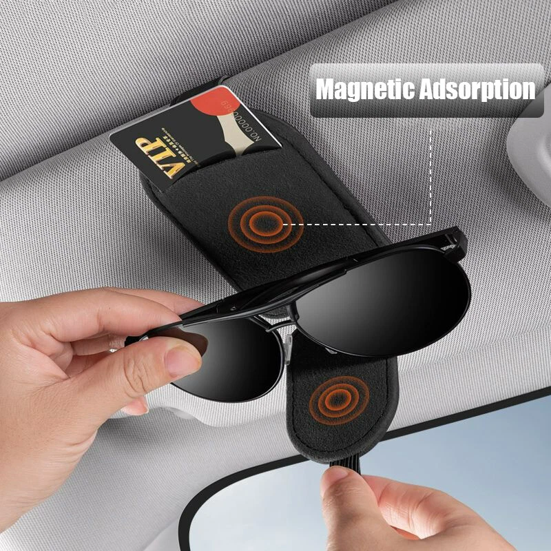 Car Sunglasses Holder For Porsche Magnetic Emblem Ticket Card Clip Storage Mount - Image 4 of 4