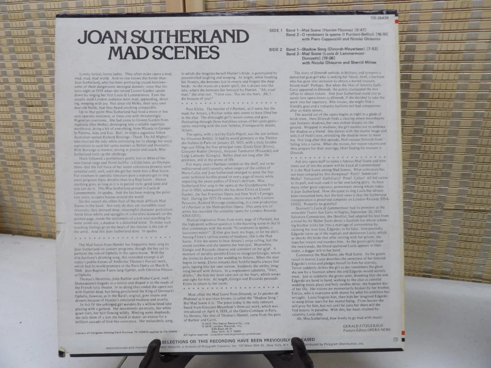 JOAN SUTHERLAND-MAD SCENES-ORIGINAL 1975 LONDON OS-26436 12" LP VINYL-ENGLAND - Image 2 of 4