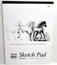 SKETCH PAD PAPER ART BOOK COLOR ILLUSTRATIONS DRAW 40 SHEETS NEW #550 