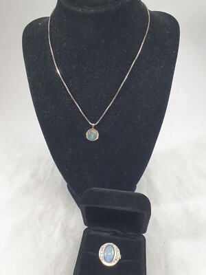 Gold Set Ring mit Opal Brillanten+ Kette und Anhänger + Opal  + Brilianten
