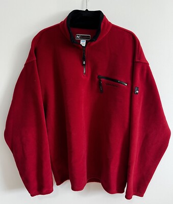 Decathalon Quechua Mens Size XL Fleece Jacket 1/4 Zip Red Outdoors Hiking Poly