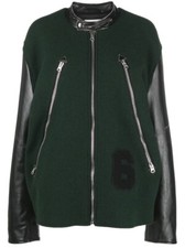 Maison Margiela Mm6 Distressed Leather Paneled Wool Unisex Jacket Sz.m (w),s(m)