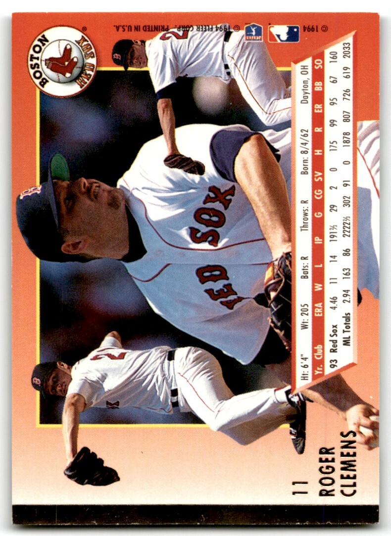 1994 FLEER ROGER CLEMENS BOSTON RED SOX #26 | eBay