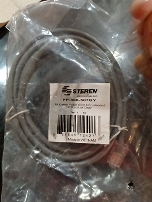 Steren 7ft Cat5e Patch Cord Non-Booted UTP Gray New PP-308-508GY
