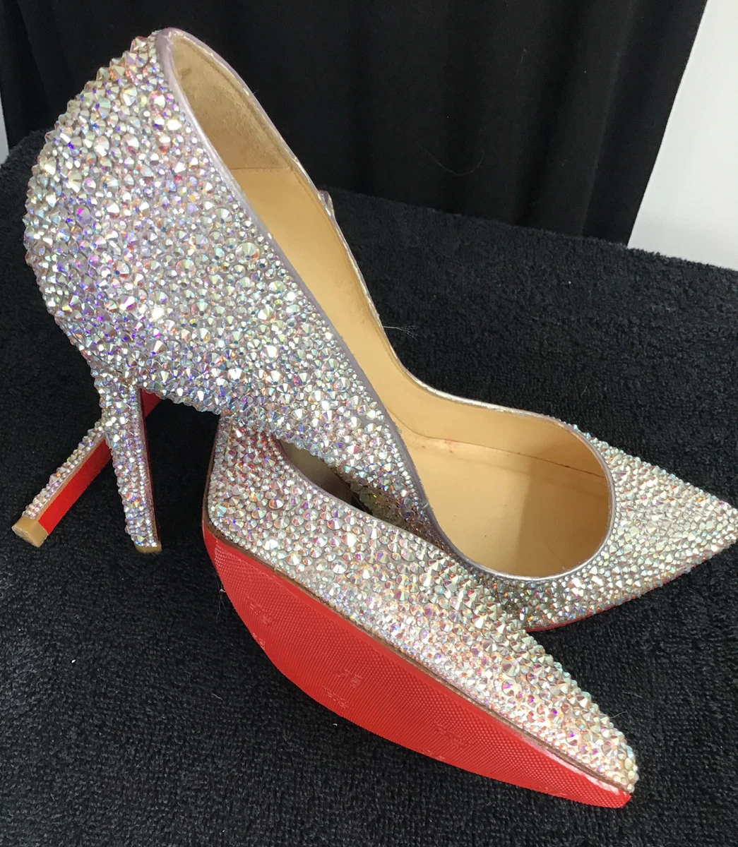 Christian Louboutin Crystal So Kate Pointed Toe Pumps White Arora Size 37.5