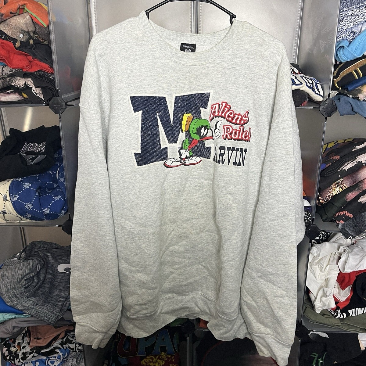 Vtg Marvin The Martian Sweatshirt Sz XXL Warner Bros Aliens Rule! Crewneck 90s