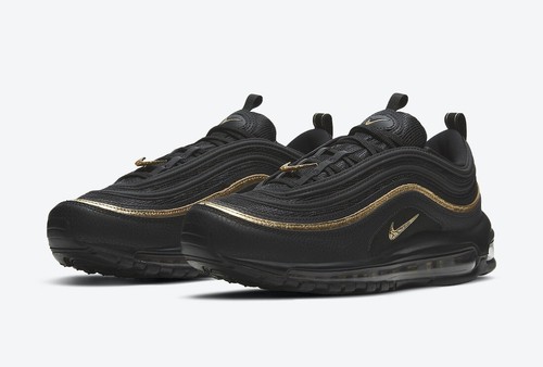 NIKE AIR MAX 97 BLACK GOLD SHOES MENS SZ US11-13 SILVER BULLET 270 2017 PLUS TN - Picture 2 of 6