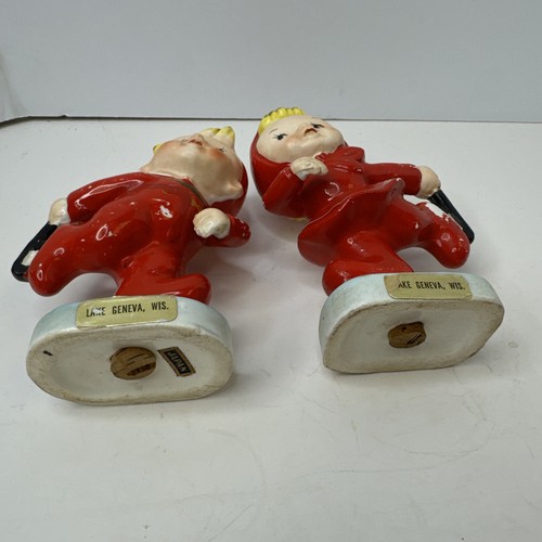 Vintage Lake Geneva Wisconsin Ice Skaters Salt & Pepper Shakers Japan SP32 - Afbeelding 6 van 7