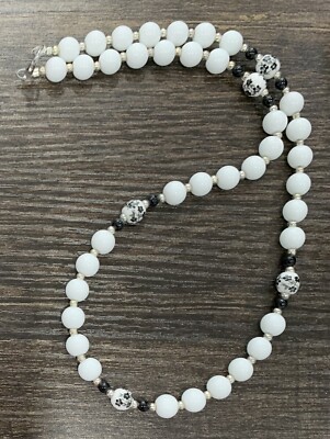 20  Jade And Painted Porcelain Beaded Necklace
