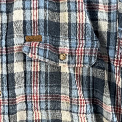 Woolrich Mens Flannel Plaid Shirt Large Blue Outdoor Wear Pockets Logo Classic - Picture 5 of 21