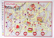 Achtung Kurve Spielbrett Ri 1954 DDR Verkehrsspiel Stra&szlig;enverkehr DDR