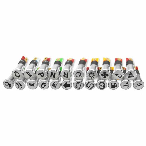 12V 8MM-16MM Car Symbol LED Dash Panel Warning Pilot Light Bulb Indicator Lamp - Picture 3 of 9